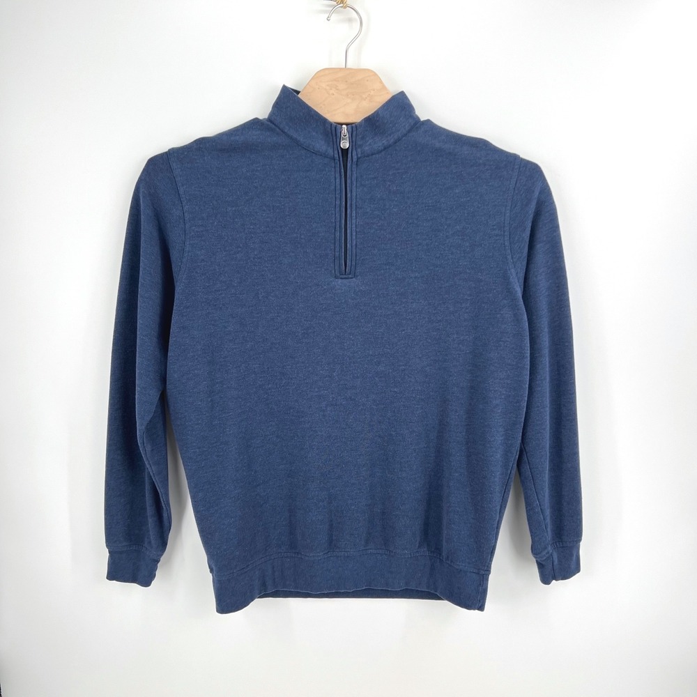 Peter Millar Quarter Zip Pullover Large Cotton Modal Blue Luxury Golf 1/4 Preppy